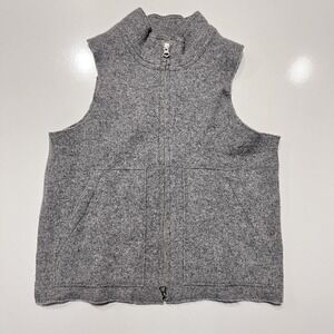 J Crew Vest Womens S Gray Wool Blend Sleeveless Zip Sweater Fleece Knit‎ Mock